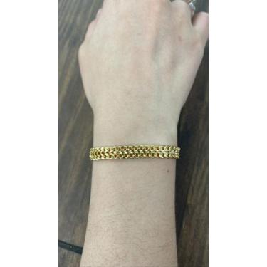 Imagem de Pulseira Lacraia 8mm 18 cm feminina banhado a ouro 18k - Hm Joias