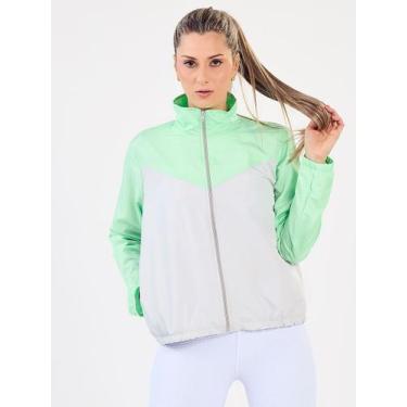 Imagem de Jaqueta Corta Vento Feminina Usa Club Cinza e Verde, M, Cinza