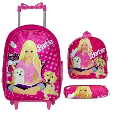Imagem de Kit Mochila Escolar Infantil Barbie De Rodinha - Toys 2U