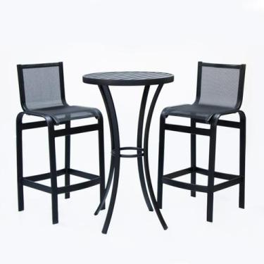 Imagem de Mesa Alta Bistro com 2 Banquetas para Área Externa Jardim Piscina - No