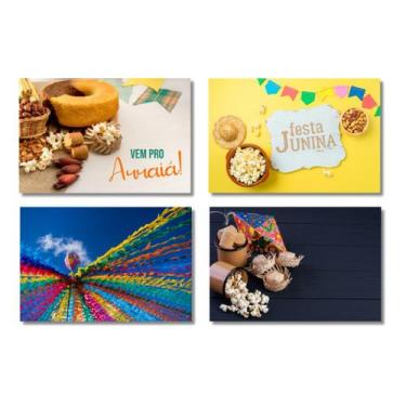 Imagem de Kit Placas Festa Junina Frases Divertidas Mdf 4 pçs 20x30 cm - Art Pri