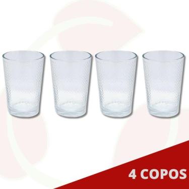 Imagem de Kit 4 Copos Resistentes de Vidro Transparente Suco 200ML - PRATICASA, 