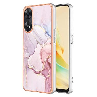 Imagem de Dinglijia Capa para celular Oppo Reno8 T 4G (não 5G), TPU macio + padrão de mármore IMD, design fino, proteção de tela e câmera aprimorada para meninas e mulheres, capa para Oppo Reno8 T 4G YBBK ouro