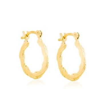 Imagem de Brincos rommanel banhado ouro 18k feminino argola pequena granitada 52