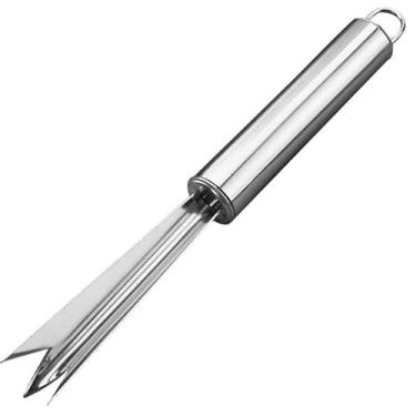 Imagem de 1 ferramenta de remoção de descascador de olhos de abacaxi prata, clipe multiuso de abacaxi, cortador de olho de abacaxi em forma de V, removedor de descascador de olhos de abacaxi para cozinha