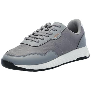 Imagem de BOSS Tênis masculino de cano baixo misto de couro, Cogumelo cinza, 45