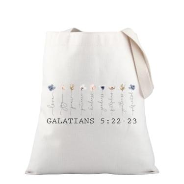 Imagem de PLITI Presente cristão religioso versículo bíblico presente escritura presente gálatas 5:22-2 flor cristã sacola para mulheres, Gálatas 5:22-23 Tg, Medium