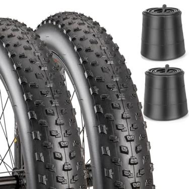 Imagem de Pneu Fat - Pneu de bicicleta resistente a perfurações de 66 cm x 10 cm, durável dobrável 60 TPI pneus para E-Bikes, mountain bikes, pneu de bicicleta elétrica de substituição (Qt2, pneu 26x4 + tubo)