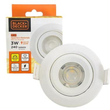 Imagem de Kit 8 Spot Led Redondo Embutir 3w Direcionavel Branco Neutro 4000K - B