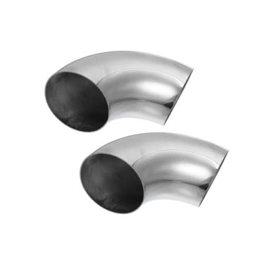 Imagem de Motoforti 2 peças OD 3,5 polegadas 90 graus mandril curva cotovelo SS304 tubo de dobra de aço inoxidável tubo de cotovelo de exaustão para carro sistema de escape modificado tubulação 8.9 cm tom prata