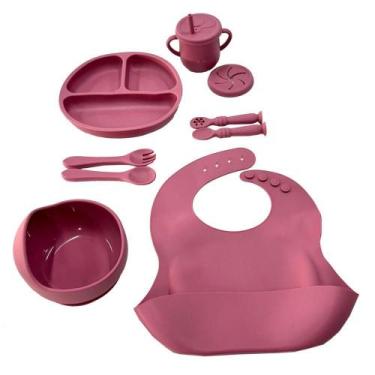 Imagem de Kit Introdução Alimentar Bebê 9 Peças N240279-6 Rosa- Quanhe