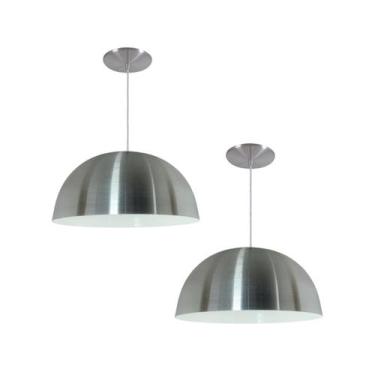 Imagem de Kit 2 Luminária Pendente Meia Lua 24cm Com Interior Branco Brilho Fiaç
