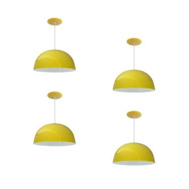 Imagem de Kit 4 Luminária Pendente Meia Lua 24cm Com Interior Branco Brilho Fiaç