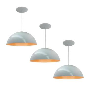 Imagem de Kit 3 Luminária Pendente Meia Lua 50cm Interior Laranja Com Fiação 110