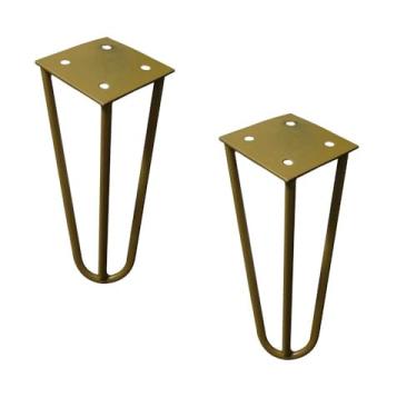 Imagem de Kit 2 Pés de Metal 15 CM Hairpin Legs Mesas de Centro Puffs Dourado G41
