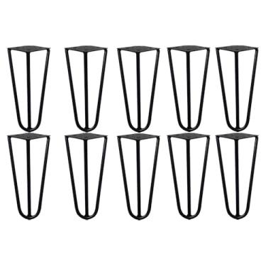 Imagem de Kit 10 Pés de Metal 15 CM Hairpin Legs Mesas de Centro Puffs Preto G41