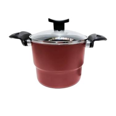 Imagem de Marcolar Cuscuzeiro Antiaderente 5 Camadas - Vermelho, 2.6 L, com Tampa e Sada de Vapor