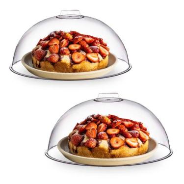 Imagem de 2 Tampa Acrílico Transparente Grande Bolos e Tortas 36cm - TT