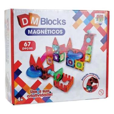 Imagem de Dm blocks magneticos 67 pecas dm brasil - dmt6764 - DM Toys