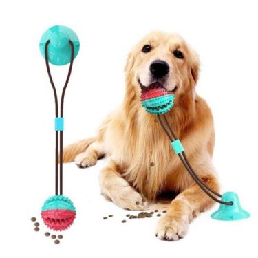 Imagem de Bola pra Pet com Ventosa Brinquedo Mordedor Cachorro Espinha Multifunc