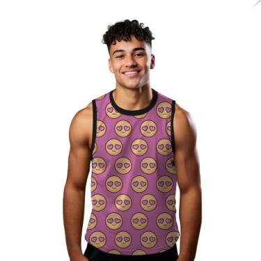 Imagem de Camiseta Regata Verão Estilo Moda Praia Emoji Coração Apaixonado Carto