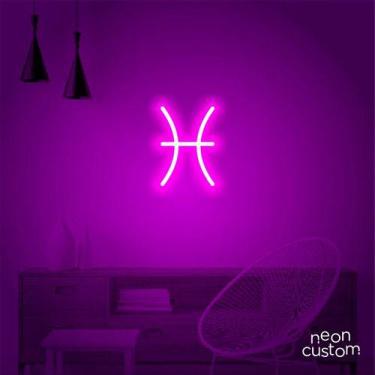 Imagem de luminaria letreiro Neon Led Signo Peixes 50x35 luminoso decoração p/ s