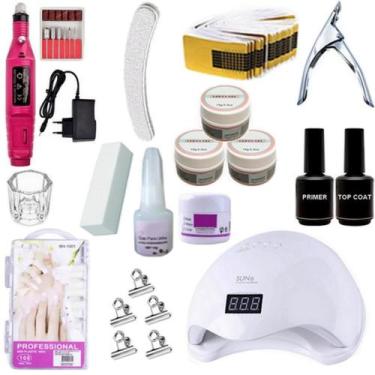 Imagem de Kit Manicure Alongamento Unhas Cabine Sun 5 Led Uv Para Fibras Gel Unh