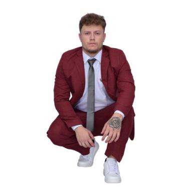 Imagem de Terno microfibra Slim Masculino Lançamento Tendência - YUNITY, Vinho, 