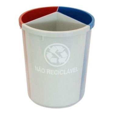 Imagem de Kit C/ 6 Lixeira Mix Plástico 3 Divisões P/ Coleta Seletiva - JSN
