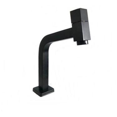 Imagem de Torneira Link Quadrada Baixa 1/4 De Volta Black Preto Fria - SOLLUX