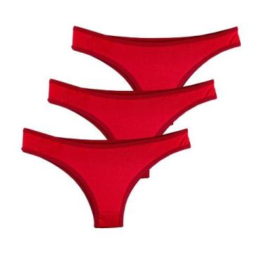 Imagem de Kit 3 Calcinhas Tanga Try Basics Algodão Cotton Básica Lisa Moda Linge