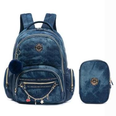 Imagem de Kit Mochila Escolar Juvenil Espaçosa Moderna Primicia Estojo-Feminino