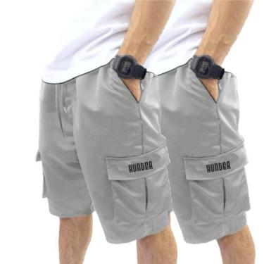 Imagem de Kit 2 Bermudas Corta Vento Bolso Cargo Hunter Colors Verão, Cnz, Cnz, 