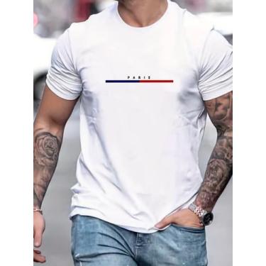 Imagem de Camiseta Masculina Algodão Preimum Estampa Paris Toque Macio - Nobreza