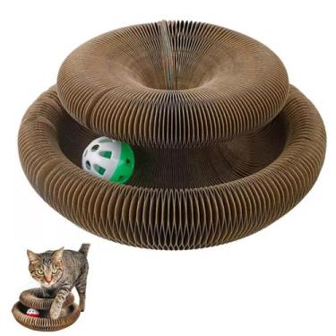 Imagem de Arranhador Magico Gato Pet Felino Bola Guizo Brinquedo Interativo Dobr