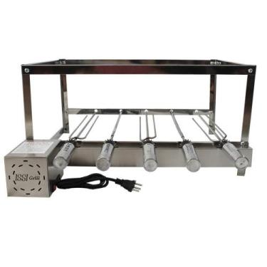 Imagem de Churrasqueira Grill Giratória Inox Gira 5 Espetos Motor Weg - Issi Gri