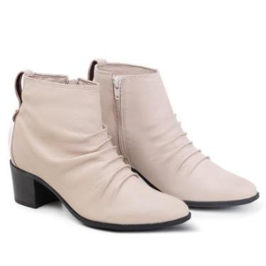 Imagem de Bota Country Feminina Cano Baixo De Couro Drapeada Salto Baixo Mod.2100-Feminino