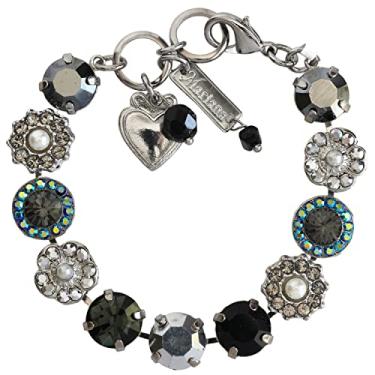 Imagem de Mariana Pulseira de declaração de mosaico floral grande Rocky Road banhada a ródio, cinza escuro metálico preto 4084 1149ro, Cristal, Cristal