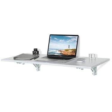 Imagem de Zytty Mesa dobrável de parede para escritório em casa, grande, branca