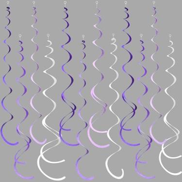 Imagem de pinkblume 36Pcs Roxo Pendurado Swirl Decorações Ombre Roxo Feltro Swirl Streamer Espiral Teto Guirlanda Para Lavanda Lilás Violeta Aniversário Casamento Despedida De Solteira Chá De Bebê Formatura Fe