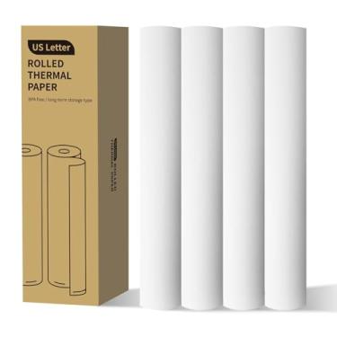 Imagem de LINGLONG Papel de impressora térmica US Letter Rolos de papel térmico de secagem rápida sem BPS, papel térmico compatível MT800/M08F para impressora portátil (4 rolos, 21,6 x 3 cm)