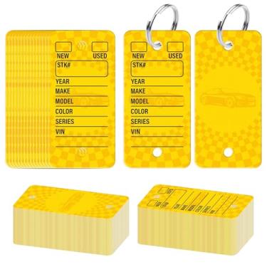 Imagem de INKNOTE 500 peças de etiquetas de chave de carro etiquetas de chave amarelas com 500 peças de chaveiros para loja de escritório suprimentos de revendedor de carro a granel etiquetas de bagagem de