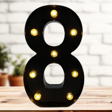 Imagem de Números de letreiro de LED, números iluminados com LED de 21 cm para festas, letras pequenas iluminadas, número iluminado por bateria para mesa, aniversário, luz noturna, Natal ou decoração de casa