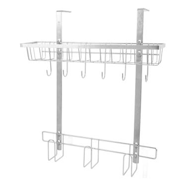 Imagem de Prateleira de temperos para geladeira, prateleira de aço inoxidável para geladeira com ganchos, organização de cozinha para potes de temperos, película aderente, papel toalha