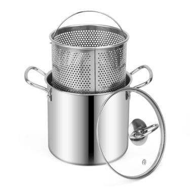 Imagem de Frigideira pequena com cesta, mini fritadeira de 3 litros para pequenos lotes, panela de sopa e tampa para 1 a 3 pessoas, funciona em fogão a gás ou fogão de indução, pode ser lavada na lava-louças