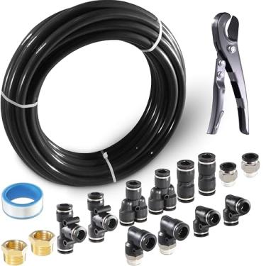 Imagem de MSAEIQUN Tubo pneumático de poliuretano preto PU tubo de mangueira de ar kit 16 mm OD 12 mm ID 10 metros 33 pés para transferência de linha de ar ou fluido (16 mm x 10 m)