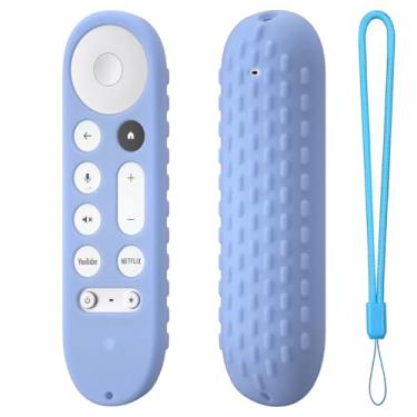 Imagem de Hi Color Capa de silicone para Google TV Streamer 4K 2024 controle remoto GY3LE Capa protetora com cordão (azul brilhante)