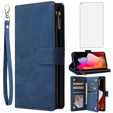 Imagem de Asuwish Compatível com TCL 10L / TCL 10 Lite capa carteira e protetor de tela de vidro temperado capa flip couro suporte suporte acessórios celulares capas de telefone para Android TCL10L TLC 10L