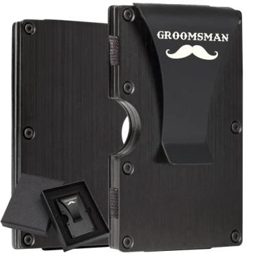 Imagem de awofer Carteiras masculinas personalizadas de fibra de carbono RFID com clipe de dinheiro, porta-cartões com gravação minimalista e minimalista, presentes personalizados para homens, pai, marido