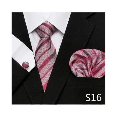 Imagem de Conjunto de Abotoaduras e Gravata Xadrez Vermelha para Homens - Ideal 